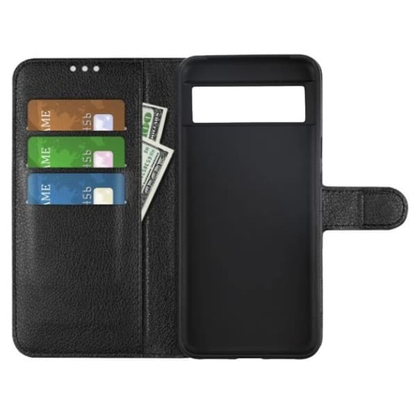 Flip Stand Leather Wallet Case For Google Pixel 8 Pro Black