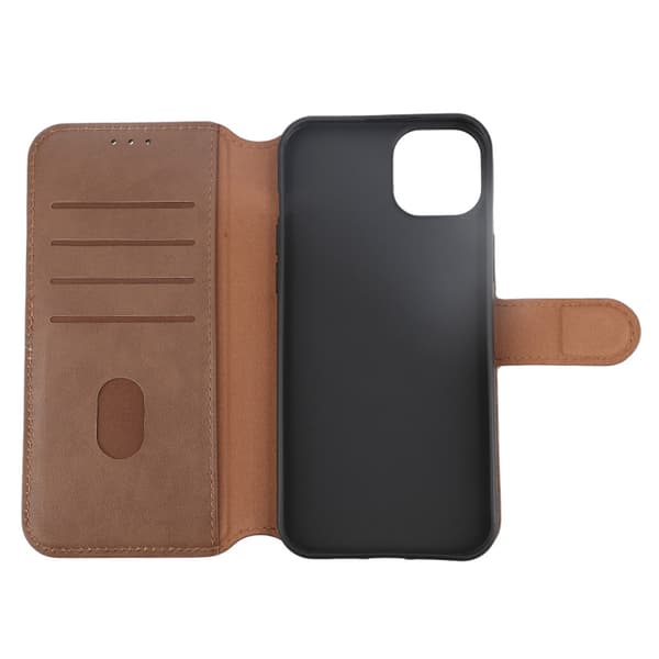 iPhone 15 Plus Plånboksfodral Läder Rvelon - Brun