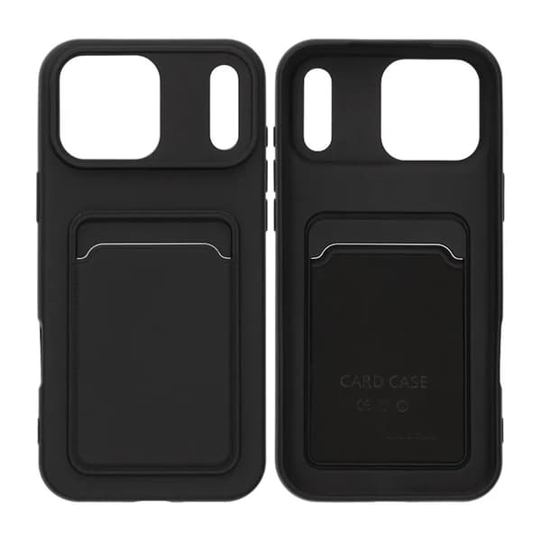 Silicone Mobile Case with Card Holder for iPhone 17 Pro Max - Black
