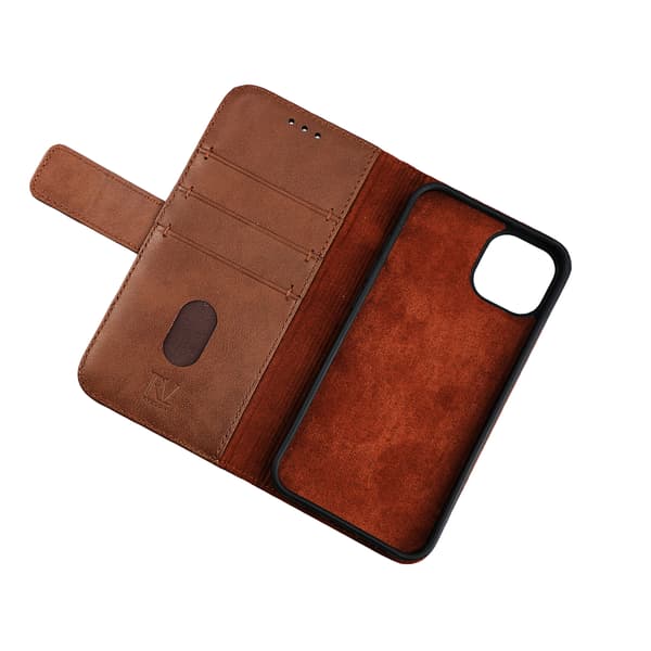 iPhone 13 Pro Max Plånboksfodral Läder Rvelon - Brun