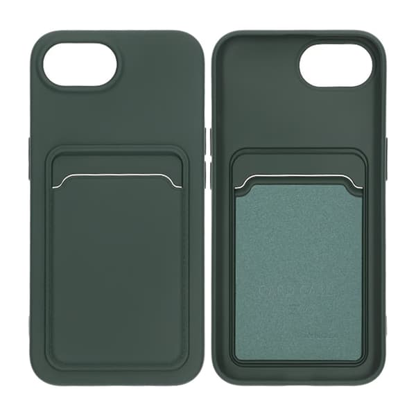 iPhone 16e Silicone Mobile Case with Card Holder - Green