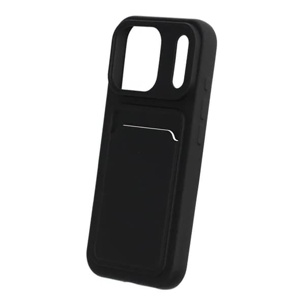Silicone Mobile Case with Card Holder for iPhone 17 Pro - Black