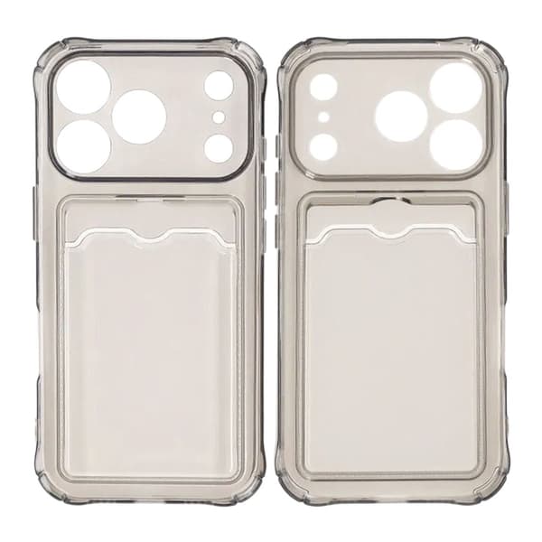 Shockproof Phone Case with Card Holder for iPhone 17 Pro - Black