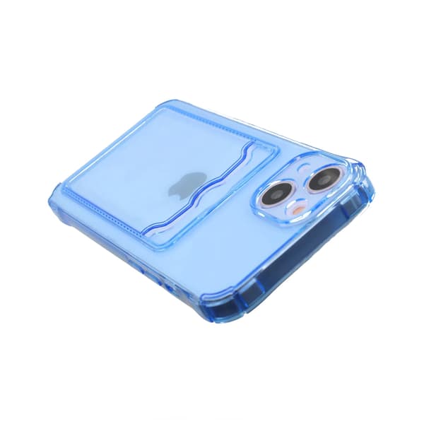 iPhone 14 Plus Shockproof Case with Card Holder - Blue