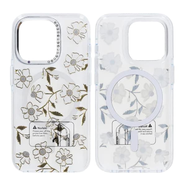 Case Magsafe for iPhone 15 Pro Max - Transparent flowers and twigs