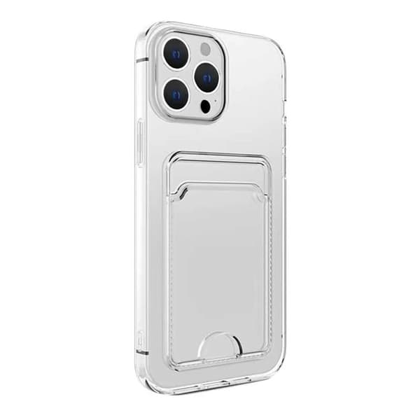 iPhone 15 Pro Max Shockproof Case with Card Holder - Transparent
