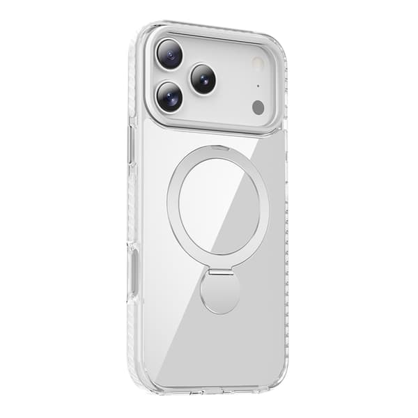 Skal Magsafe till iPhone 17 Pro Max - Transparent vit med ringstativ
