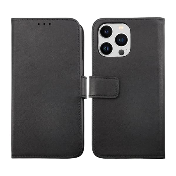 iPhone 14 Pro Plånboksfodral Läder Rvelon - Svart
