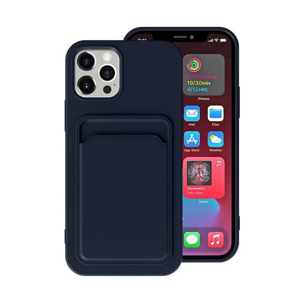 iPhone 13 Pro Silicone Case with Card Holder - Blue