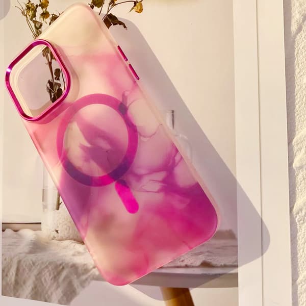 iPhone 14 Plus MagSafe Mobilskal - Rosa Abstrakt