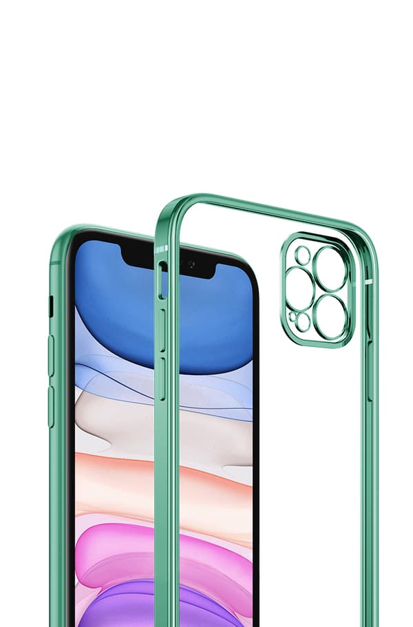 iPhone 12 Pro Max Mobilskal med Kameraskydd - Grön/transparent