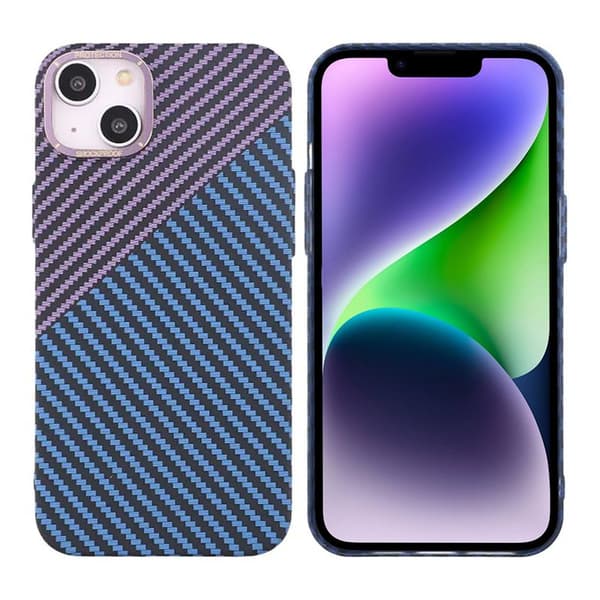 iPhone 15 Plus Mobilskal i Kolfiber - Lila/Blå