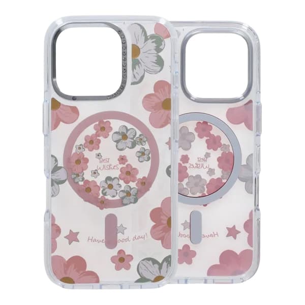 Gradient Floral Magnetic Case For iPhone 16 Pro Max Pink