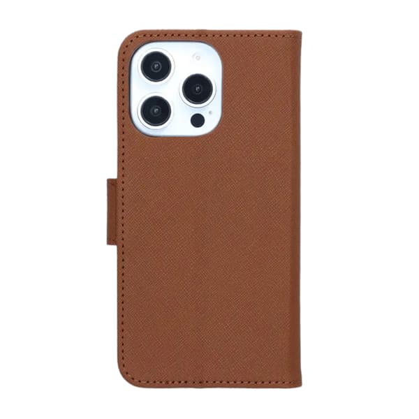 Flip Stand Leather Wallet Case For iPhone 16 Pro Brown
