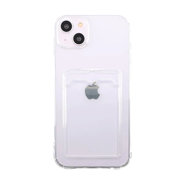 iPhone 14 Plus Shockproof Case with Card Holder - Transparent
