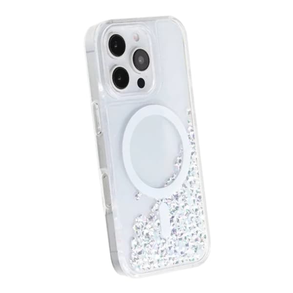 Diamond Quicksand Magnetic Case For iPhone 16 Pro White