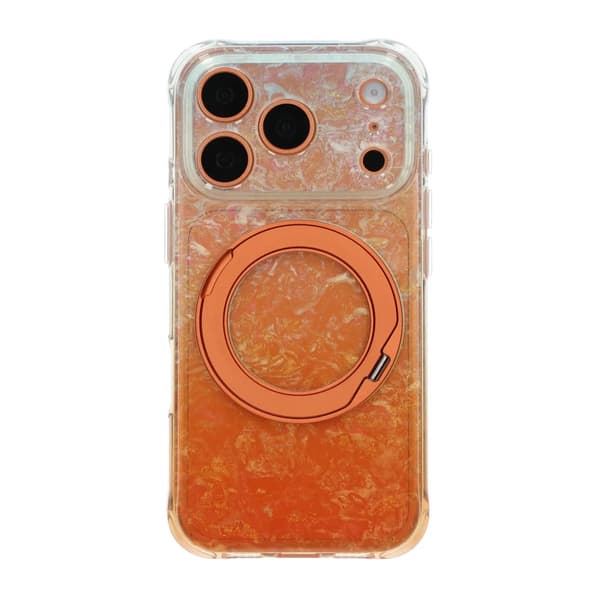 Ice Shell 360° Rotatable Magnetic Kickstand Phone Case - iPhone 17 Pro Max/18 Pro Max Orange
