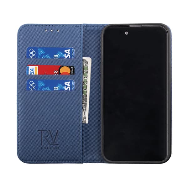 iPhone 14 Pro Plånboksfodral Extra Kortfack Rvelon - Blå