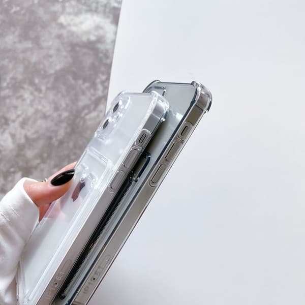 Shockproof Case with Card Holder iPhone 12 - Transparent