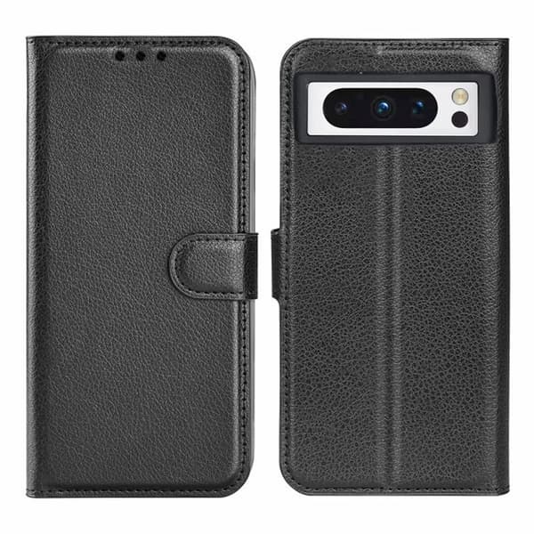 Flip Stand Leather Wallet Case For Google Pixel 8 Pro Black