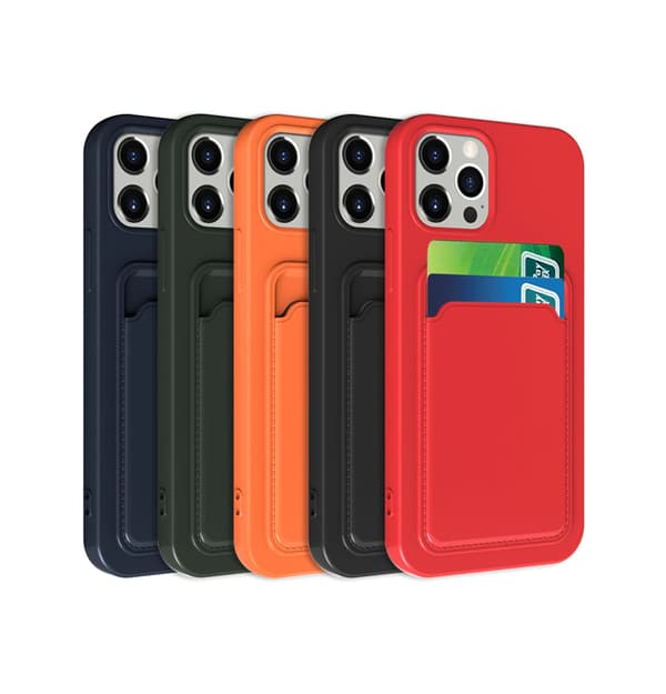 iPhone 13 Pro Silicone Case with Card Holder - Blue