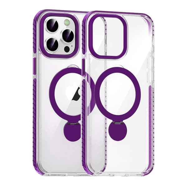 Magsafe Case for iPhone 14 Pro Max - Transparent purple with ring stand