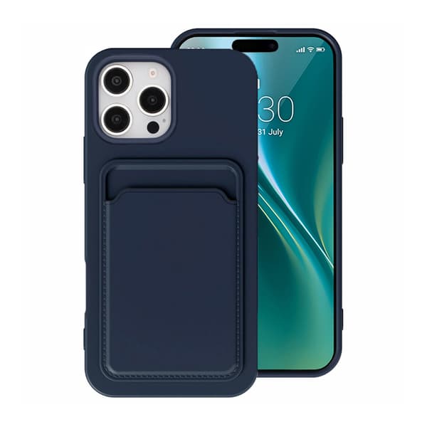 Silicone Case with Card Holder iPhone 16 Pro- Blue