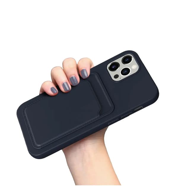 iPhone 13 Pro Silicone Case with Card Holder - Blue