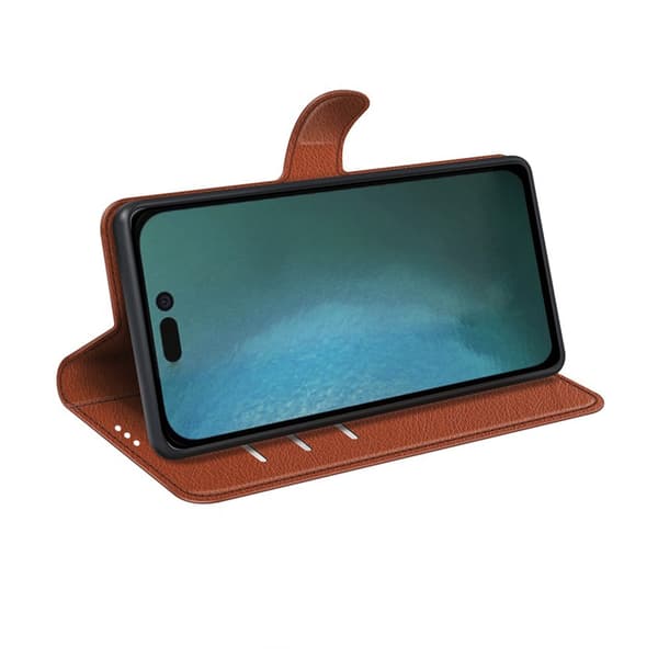iPhone 14 Plus Wallet Case with Stand - Brown