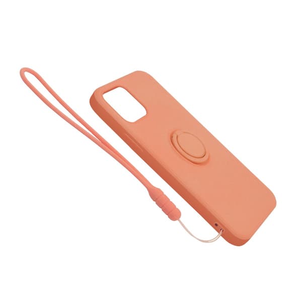 iPhone 12 Pro Max Silikonskal med Ringhållare och Handrem - Orange