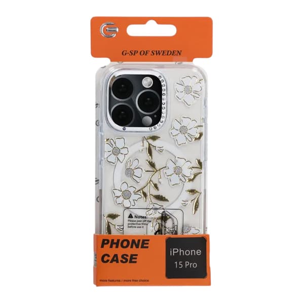 Case Magsafe for iPhone 15 Pro - Transparent flowers and twigs
