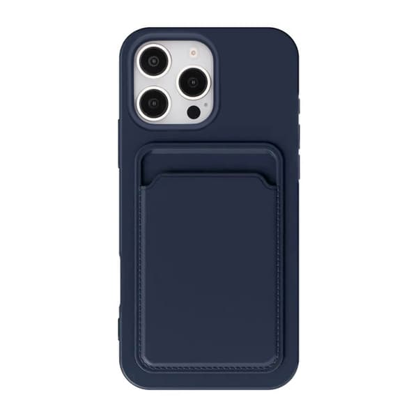 Silicone Case with Card Holder iPhone 16 Pro- Blue