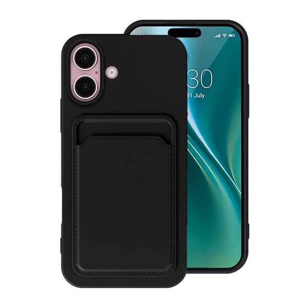 Silicone Case with Card Holder iPhone 16 - Black