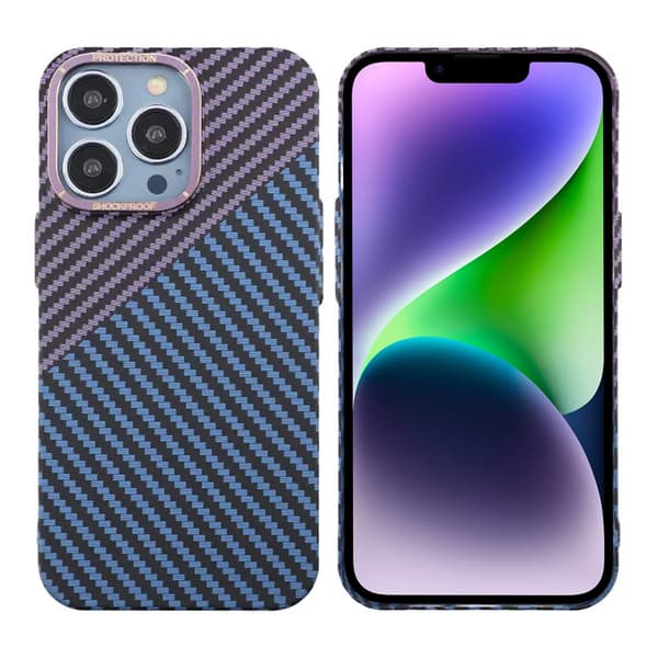 Kolfiber Skal iPhone 13 Pro - Lila och Blå