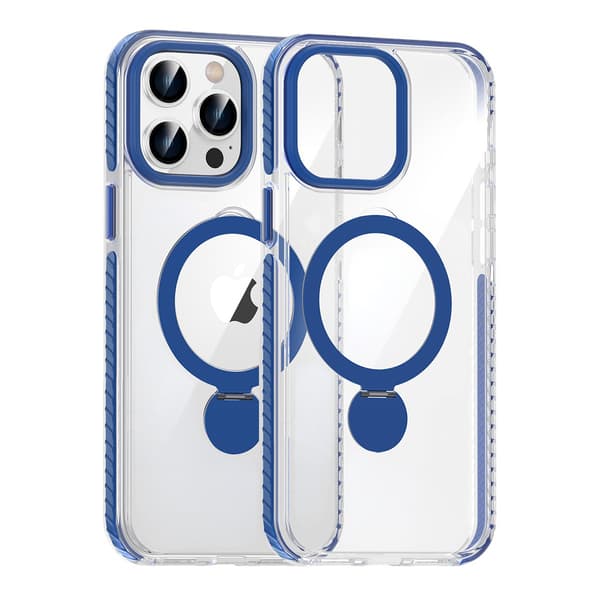 Pindun 360°Rotating Stand Magnetic Case For iPhone 15 Pro Blue