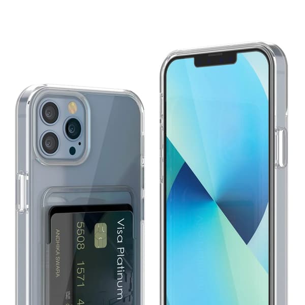 iPhone 13 Pro Max Case with Card Holder TPU - Transparent