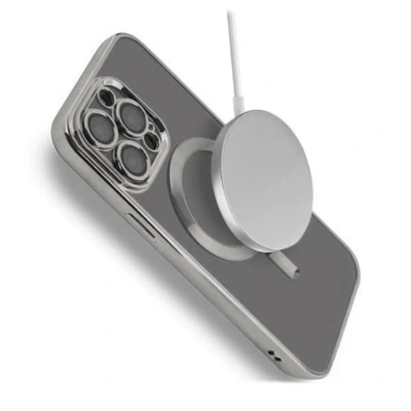 Luxury Mobile Case with Magsafe iPhone 15 Pro Max - Silver