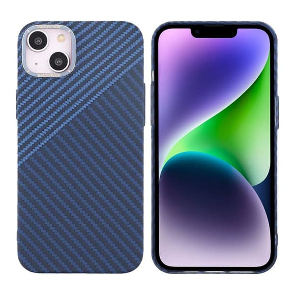 iPhone 15 Plus Mobilskal i Kolfiber - Blå/Grå