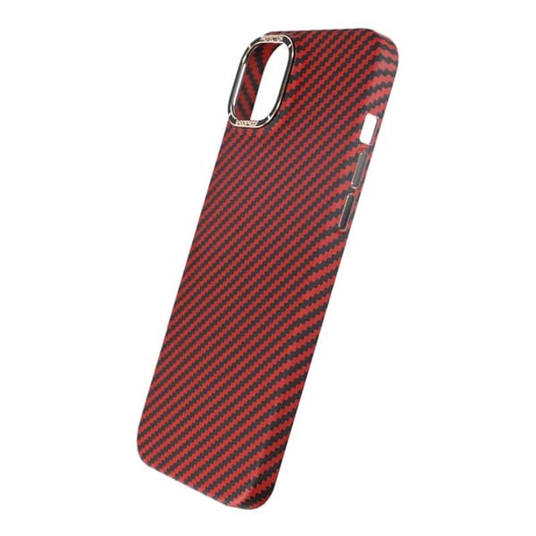iPhone 15 Plus Carbon Fiber Phone Case - Red