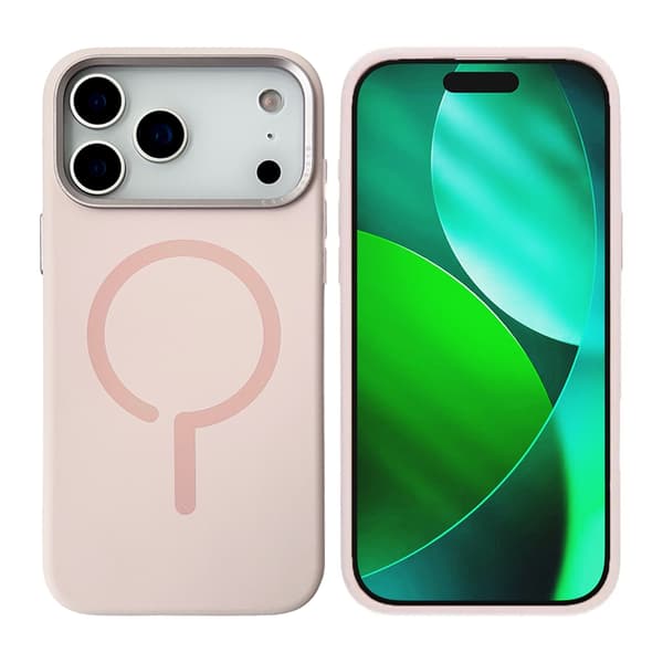 Silicone Mobile Case with Camera Metal Frame for iPhone 17 Pro Max - Pink