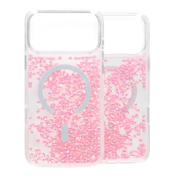 Diamond Quicksand Magnetic Case For iPhone 17 Pro Max Pink
