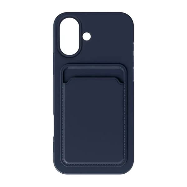iPhone 16 Silicone Mobile Case with Card Holder - Blue
