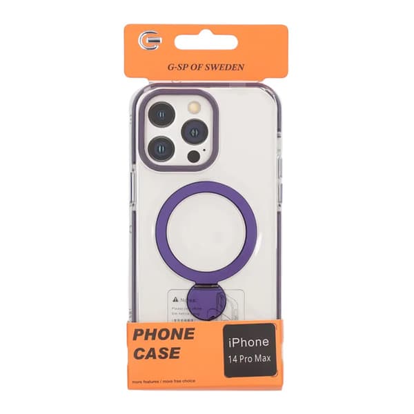 Pindun 360°Rotating Stand Magnetic Case For iPhone 14 Pro Max Purple