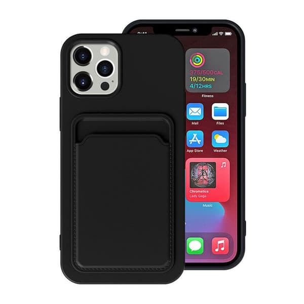 Silicone Case with Card Holder iPhone 15 Pro Max Black