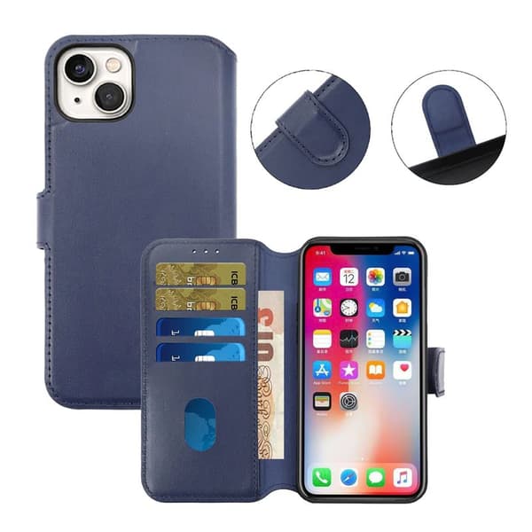 iPhone 15 Plånboksfodral Läder Rvelon - Blå