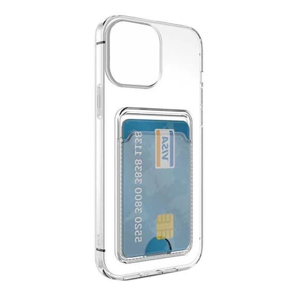 iPhone 15 Pro Max Shockproof Case with Card Holder - Transparent
