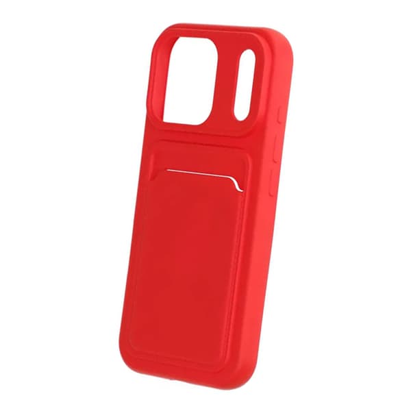 Silicone Mobile Case with Card Holder for iPhone 17 Pro - Red