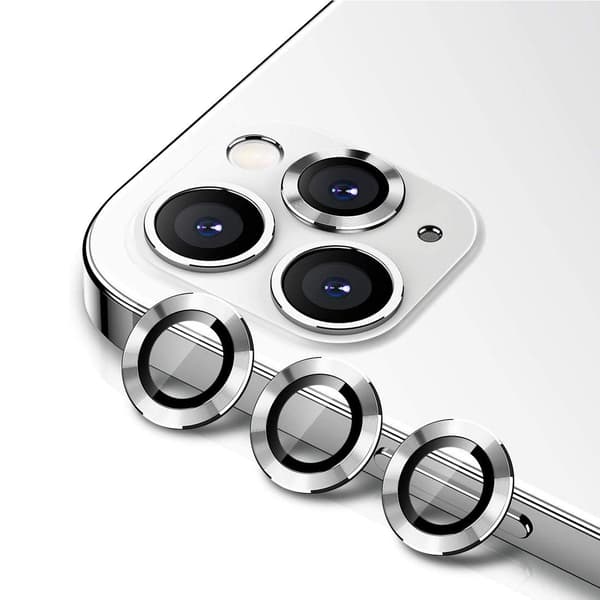 iPhone 12 Pro Linsskydd med Metallram - Vit (3-pack)