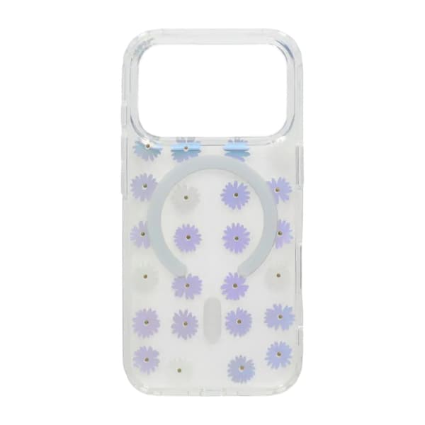 Laser Engraved Floral Rhinestone MagSafe Case For iPhone 17 Pro Max White Daisy
