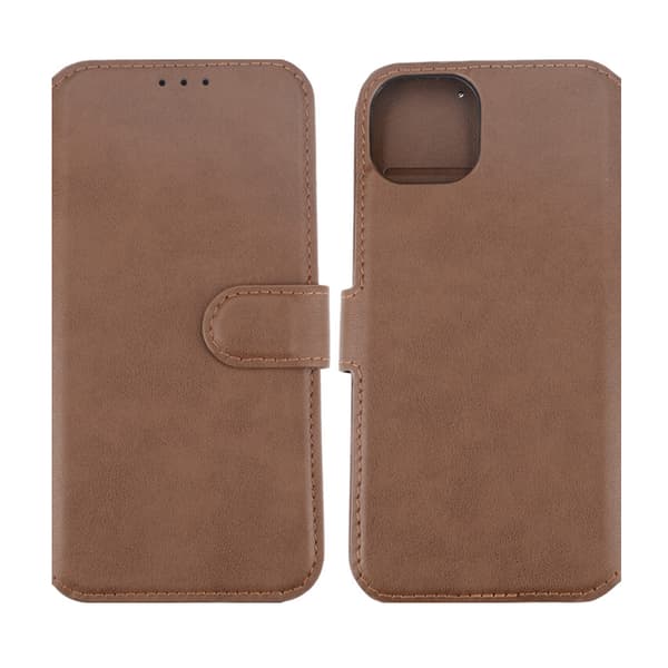 iPhone 15 Plus Plånboksfodral Läder Rvelon - Brun